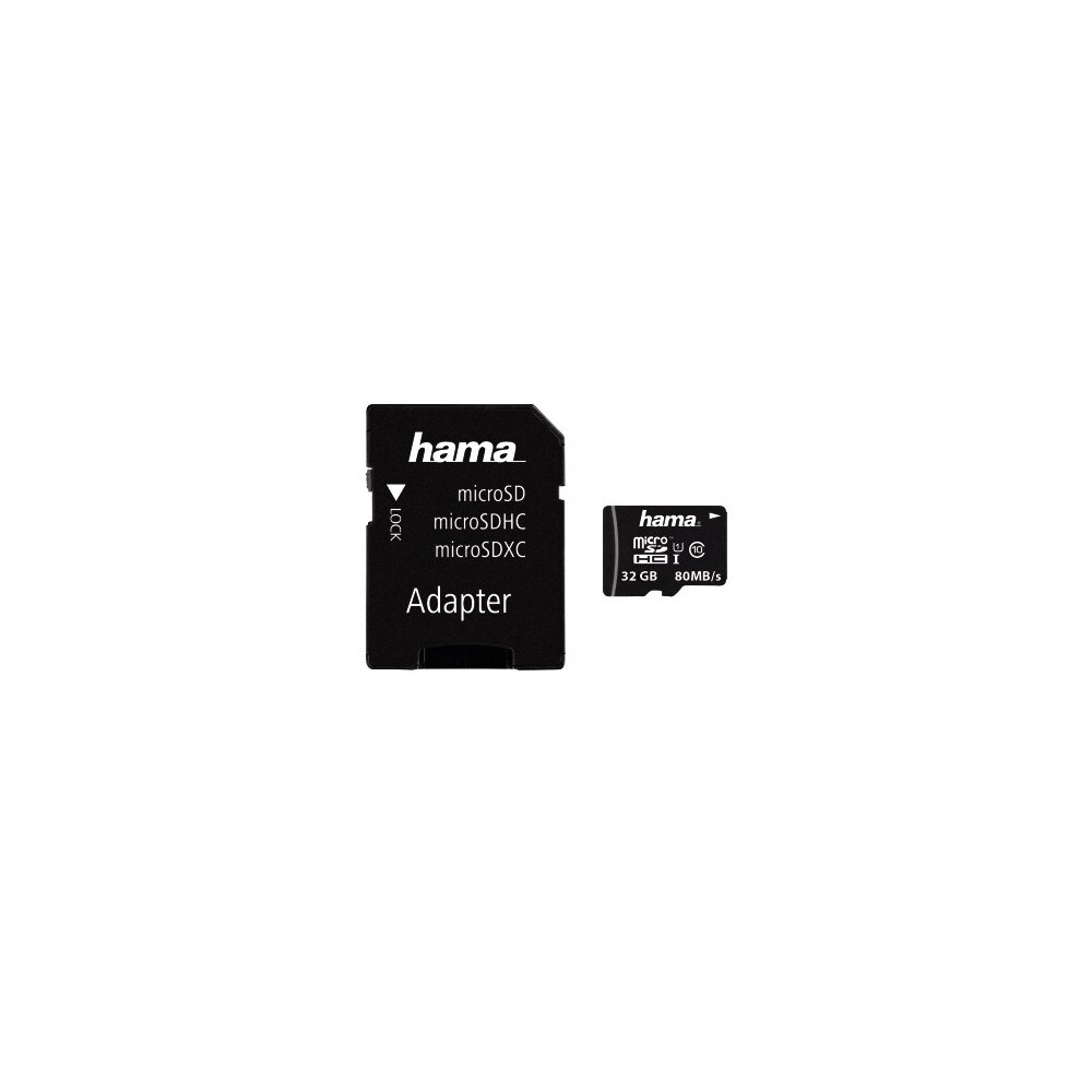 HAMA microSDHC 32GB Class 10 UHS-I 80MB/s inkl. Adapter
