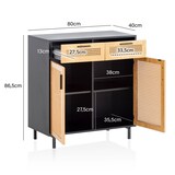 thumbnail of Sideboard 80x86,5x40 cm Kommode Schwarz mit Wiener Geflecht, Hoher Kommodenschrank Zeitlos, Standschrank Wohnzimmer mit 2 Türen und Schubladen,