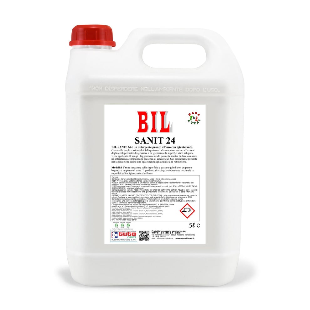 Bil Sanit 24 Sgrassatore Igienizzante Superfici 5 LT Prodotto Professionale