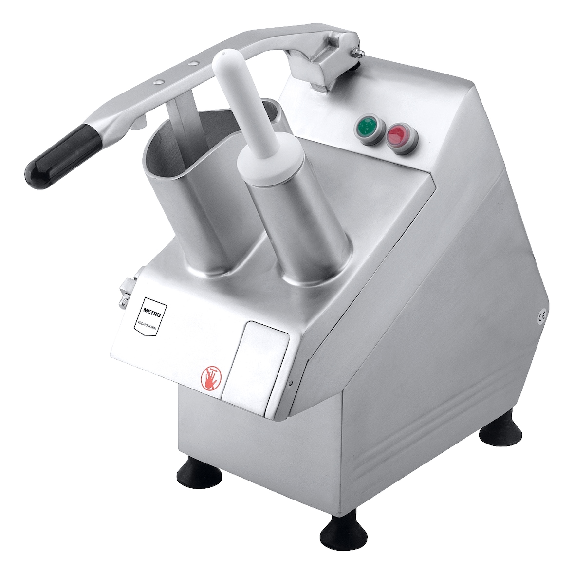 METRO PROFESSIONAL Coupe-légumes GVC1002, Aluminium/Inox, 25,76 x 64,26 x 55,34 cm, 550W, 230V, 290 t/min, incl.5 lames en acier inoxydable, argenté