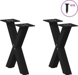 thumbnail of vidaXL Couchtischbeine X-Form 2 Stk. Schwarz 37x(30-31) cm Stahl