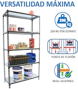 thumbnail of SimonRack Estantería Metálica, 2000x1100x400 mm, 5 Alturas, Bandeja Metal, 200 kg de Punto Flexión, Antracita/Blanco - Simonclick
