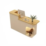 thumbnail of Rezeption Theke Bar Empfangstheke empfangstisch Counter Kassentisch Holzoptik und Beige 110cm L