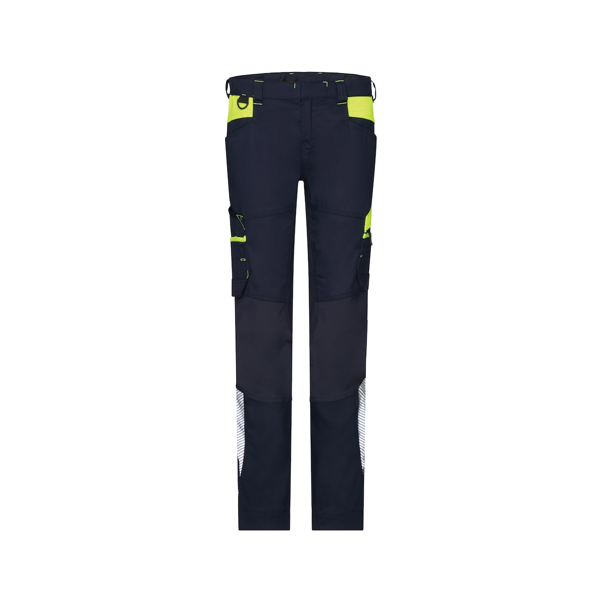 DASSY Hong Kong Women Stretch-Arbeitshose Damen, Logix, Adjusted Fit, 4-Way-Stretch nachtblau/neongelb 32 STANDARD