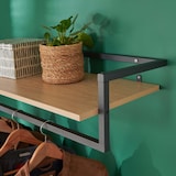 thumbnail of Penderie étagère murale bois et métal noir L90 cm ETAN