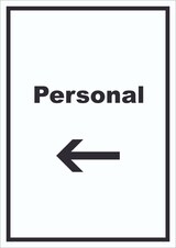 thumbnail of Personal Schild mit Text und Richtungspfeil links hochkant A3 (297x420mm)