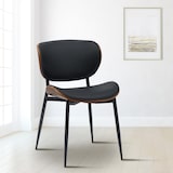 thumbnail of Lot de 2 chaises visiteurs Enid recouvertes de similicuir ou de tissu Noyer / Noir/Similicuir