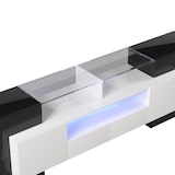 thumbnail of Merax Lowboard mit LED-Beleuchtung und Glasplatte, TV-Schrank mit hochglänzenden Korpus, Holzoptik, Breite 200 cm, Modern | Schwarz | Weiß