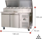thumbnail of Romux® Saladette Kühltisch mit 2 Türen 136x70 cm für 7 GN 1/3 Behälter mit Umluftkühlung | Zubereitungstisch aus Edelstahl mit Kapazität 228 L
