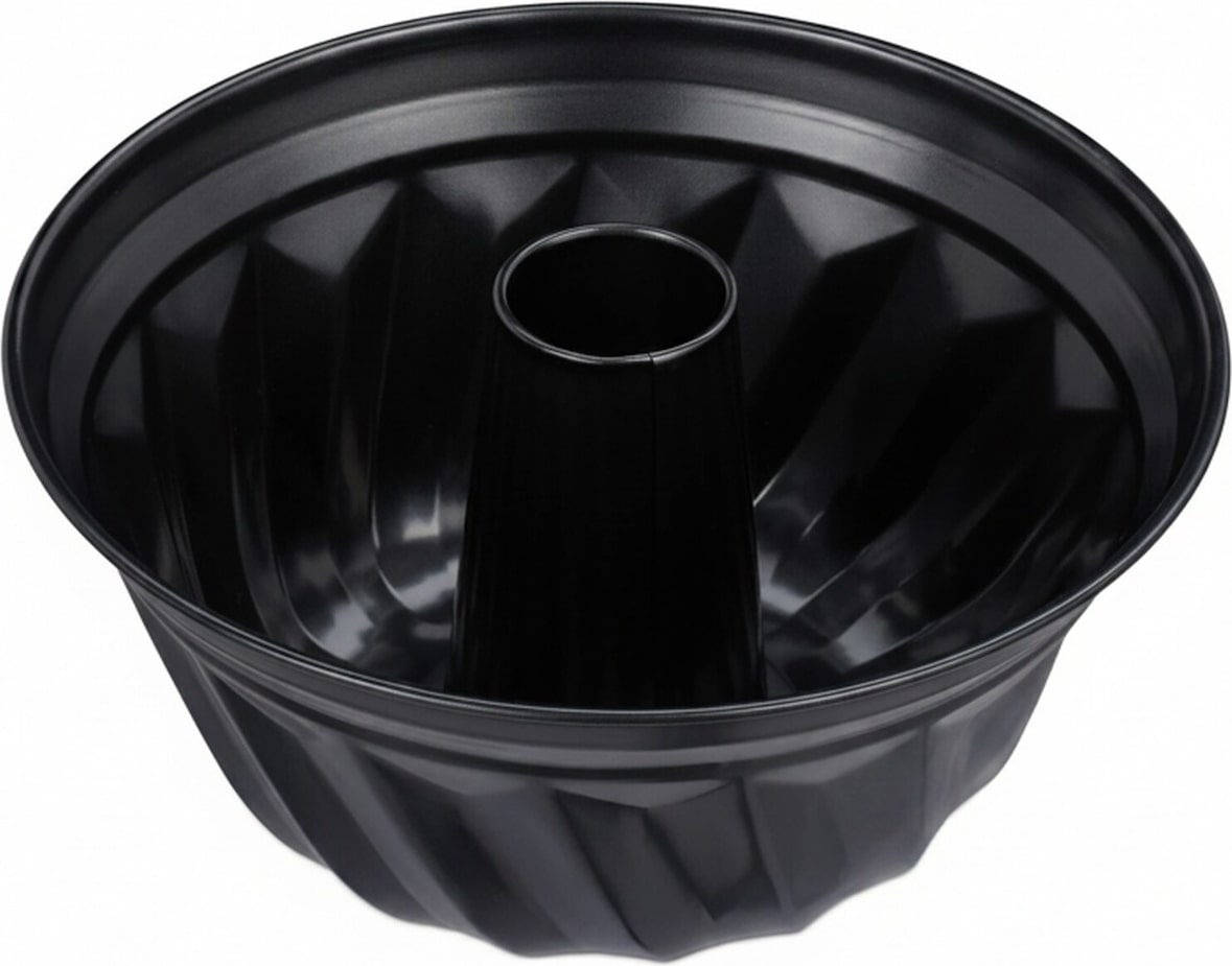 Relaxdays Gugelhupfform, Marmor- & Rührkuchen, antihaftbeschichtet, Ø 25 cm, Carbonstahl, runde Napfkuchenform, schwarz