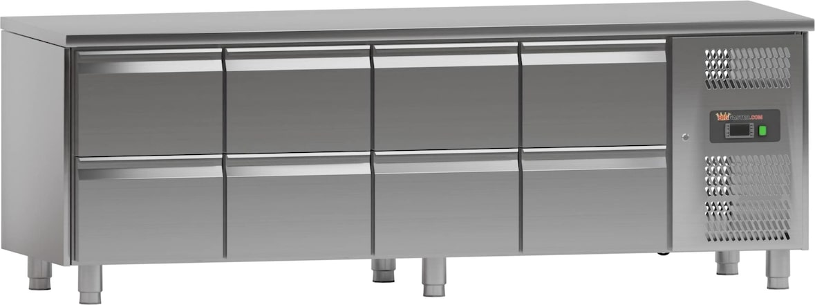 Kühltisch - 2,2 x 0,7 m - 8 Schubladen - IDEAL