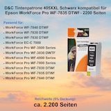 thumbnail of D&C Tintenpatrone 405XXL Schwarz kompatibel für Epson WorkForce Pro WF-7835 DTWf - 2200 Seiten