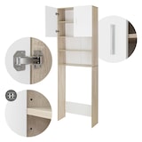 thumbnail of ECD Germany Waschmaschinenschrank 190x62,5 cm Weiß/Sonoma Eiche Hochschrank Badschrank Überbau Maschine