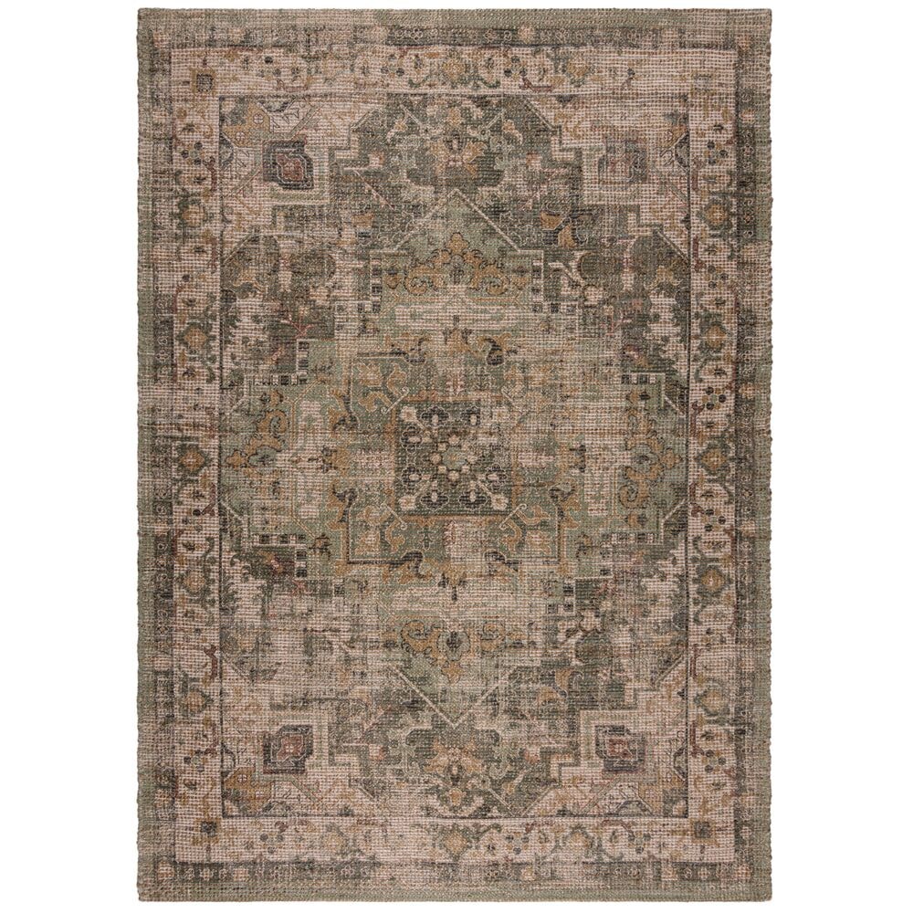 Robuster Vintage-Teppich aus Jute & Polyester, ideal für viel genutzte Räume, rutschfest, braun-grün - `Deepe`. 160x230 cm | Kadima Design