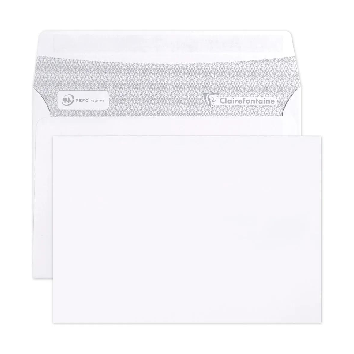 Clairefontaine 500x Umschläge haftklebend 114x162mm/C6, 80g - Weiß 5946C