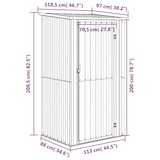 thumbnail of vidaXL Geräteschuppen Anthrazit 118,5x97x209,5 cm Verzinkter Stahl