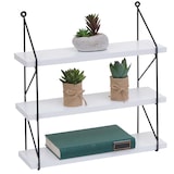 thumbnail of Wandplank HWC-K78, Hangende plank Zwevende plank, 3 planken Metalen massief hout Industrieel 40x40x13cm ~ wit