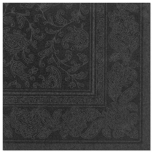 20 Servietten "ROYAL Collection" 1/4-Falz 40 cm x 40 cm schwarz "Ornaments"
