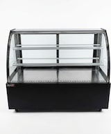 thumbnail of Romux® Kühlvitrine für Konditorei Standgerät 2 Böden Gebogenes Glas Schwarz 600 Liter Umluftkühlung | Professionelle Vitrinen