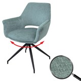 thumbnail of Décoshop26 - Chaise de salle à manger rembourrée avec accoudoirs assise rotatif en tissu gris-bleu structure trépied 04_0006351