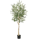 thumbnail of COSTWAY Olivo Artificial, Planta Artificial 180 cm, Planta de Interior con Maceta de Cemento, Hojas Naturales y 72 Frutos