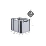 thumbnail of PROREGAL SuperSparSet 4x Eurobox NextGen Economy mit Auflagedeckel & 4x Verschlüsse Rot, Griffe offen, HxBxT 32x30x40cm, 30L, Eurobehälter, Box