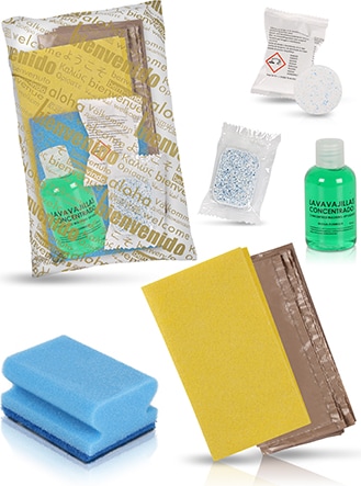 Amenities- Reinigungsset Nr. 9 im Welcome Polybeutel für Touristenunterkünfte - 40 Stück