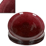thumbnail of 6x Suez Kuchenteller Ø21,2cm Glas Rot Goldglitzer Dessertteller Weihnachten