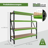 thumbnail of Industrieregal Milo 200x190x60 cm steckbar, erweiterbar 4 Ebenen 4 Tonnen Schwerlastregal Lagerregal