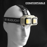 thumbnail of Lanterna de cabeça COSHANO de 4 modos com luz COB vermelha dupla, USB - Cabo Tipo C