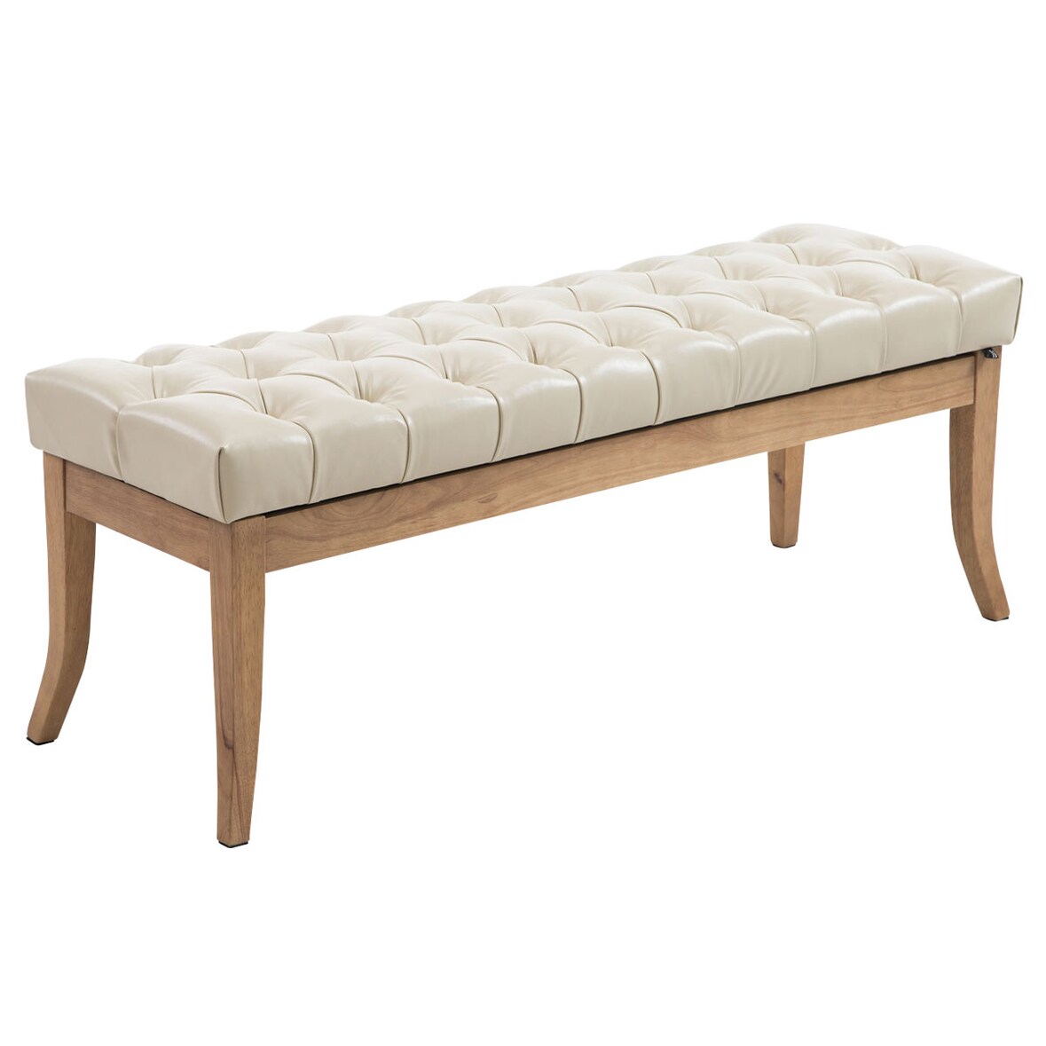 Sitzbank CANNES - Kunstleder Creme 120x38x46 cm Hellbraun | Sitzbank Flur Sitzhocker Esszimmerbank Polsterbank Schlafzimmerbank