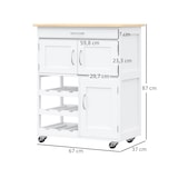 thumbnail of Carro de Cocina con Ruedas Carrito de Servicio con Cajón 2 Armarios de Almacenaje y 3 Estantes Abiertos de 9 Botellas Comedor Restaurante 67x37x87cm