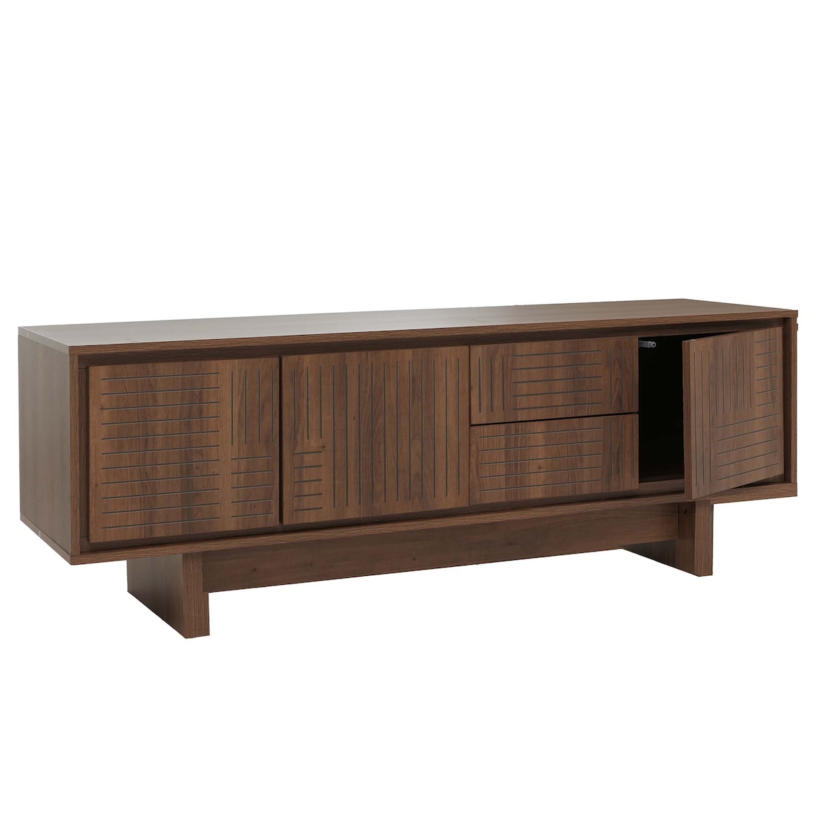 Rack para TV HWC-O34, suporte para TV, mesa para TV, lowboard, cómoda, melamina 51,5x150x39,5cm ~ castanho