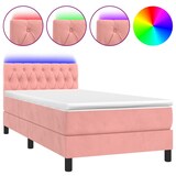 thumbnail of vidaXL Boxspringbett mit Matratze & LED Rosa 90x190 cm Samt