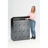 thumbnail of PROREGAL Robuste Wertstoffsammlstation 3-Fach-Einwurf | 300 Liter, HxBxT 118,5x89x50cm | Verzinkter Stahl | Grau | Mülleimer Abfalleimer Müllkorb