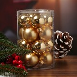 thumbnail of Christbaumkugel Weihnachtskugel Glas D: 3,5cm glänzend matt gold 16St