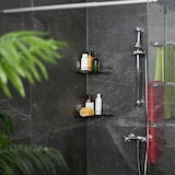 thumbnail of Relaxdays Duschablage ohne Bohren, 2er Set, Duschkorb Ecke, selbstklebend, Metall, Duschgelhalter in 2 Größen, schwarz
