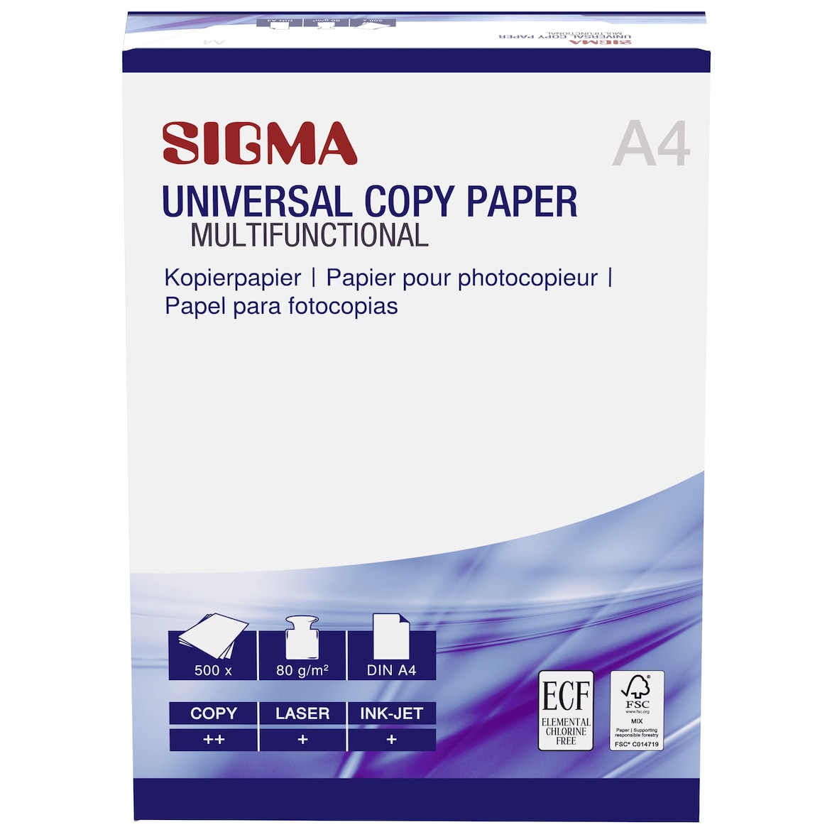 SIGMA Papel de cópia DIN A4 universal, 80 g/m², branco, 500 folhas