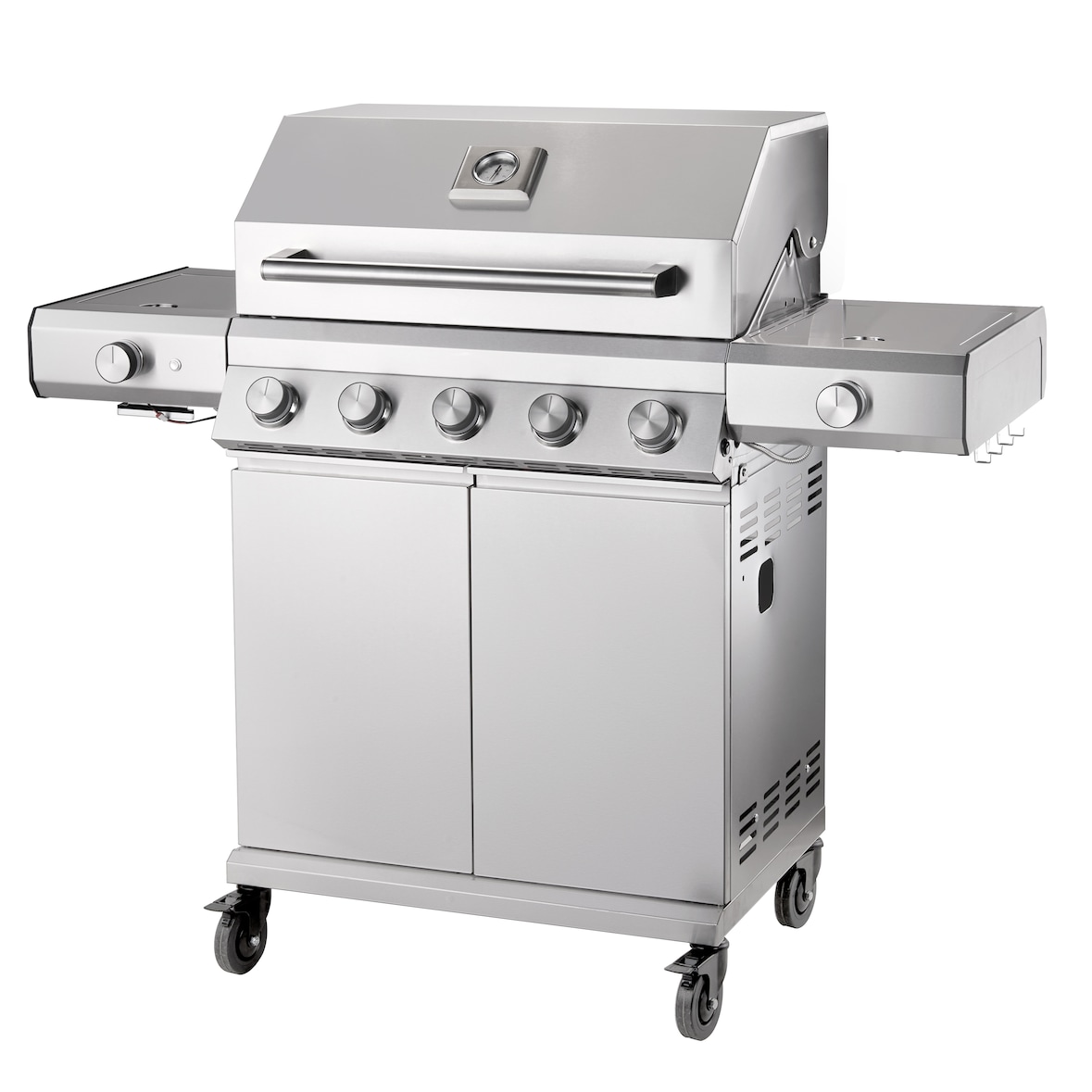 Tarrington House Gasbarbecue met 5+1+1 branders Glenwood, 138 x 57 x 121 cm, met plaat en wielen, roestvrij staal, zilver