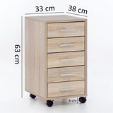 thumbnail of Rollcontainer Holz Rollen Standcontainer 33x63x38cm Schreibtischcontainer