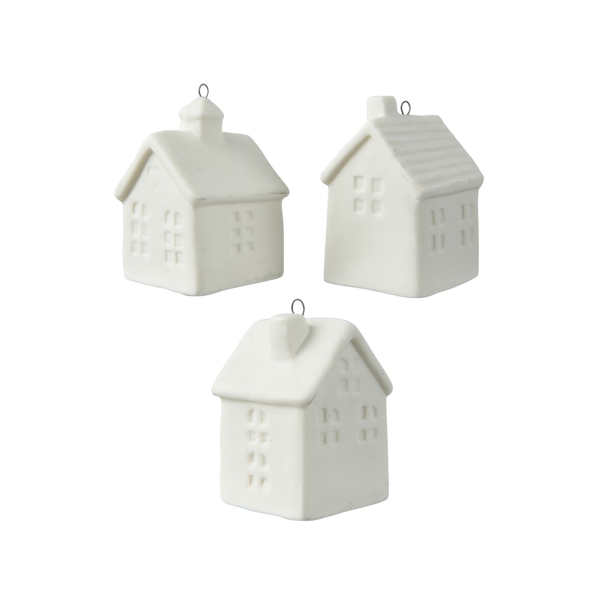 Christbaumschmuck Haus Porzellan 6,5cm Figur 1 Stück sortiert Weihnachtsbaum Anhänger Weihnachten Weihnachtsbaumschmuck Winterdorf Dorf Hütte Weiß