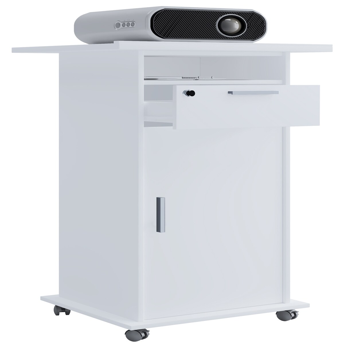 VCM Hifi-Möbel Neta Weiß H. 108 x B. 60 x T. 50 cm