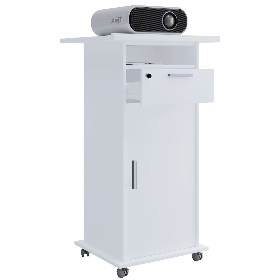 VCM Hifi-Möbel Neta Weiß H. 108 x B. 60 x T. 50 cm