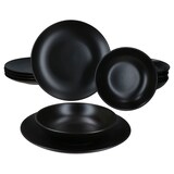 thumbnail of 12tlg Tafelservice Panther matt schwarz für 6 Personen aus Steingut – 161947 + 161948