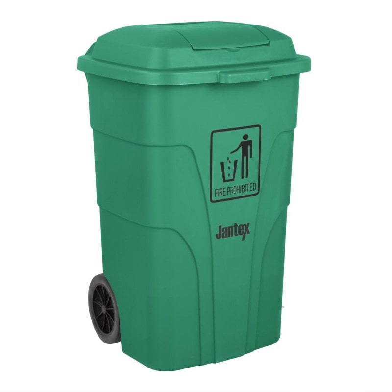 Jantex afvalbak van 120 liter met voetpedaal, groen