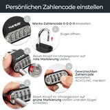 thumbnail of HMF Zahlenschloss Vorhängeschloss, Schloss mit 4-stelligem Zahlencode aus Zinklegierung, 5,3 x 2,4 x 7,8 cm, Silber