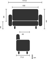 thumbnail of Loungesofa BALI BLACK Gestell schwarz Kunstleder glatt 2-Sitzer schwarz hjh OFFICE
