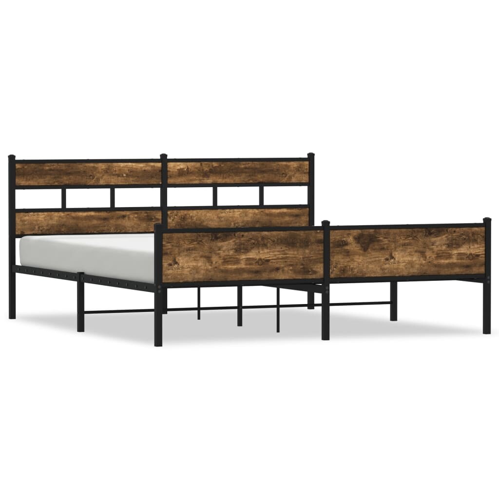 vidaXL Metallbett ohne Matratze Räuchereiche 193x203 cm