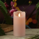 thumbnail of LED Kerze mit beweglicher Flamme Echtwachs Rustik-Optik H: 15cm Timer rosa