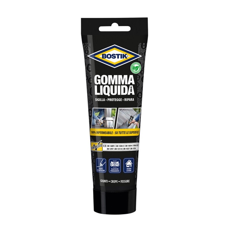 Gomma liquida 250 gr nero bostik verniciabile rivestimento impermeabile